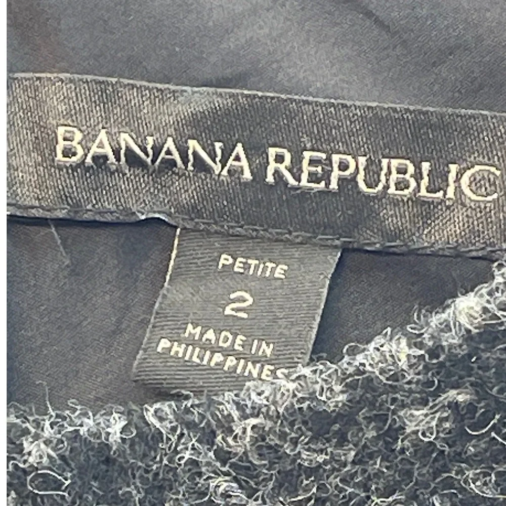 Banana Republic Dress Herringbone Sleeveless Black Gray Career Petite Size 2 - Picture 6 of 9